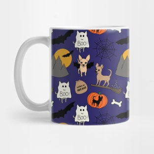 Halloween chihuahuas - navy Mug